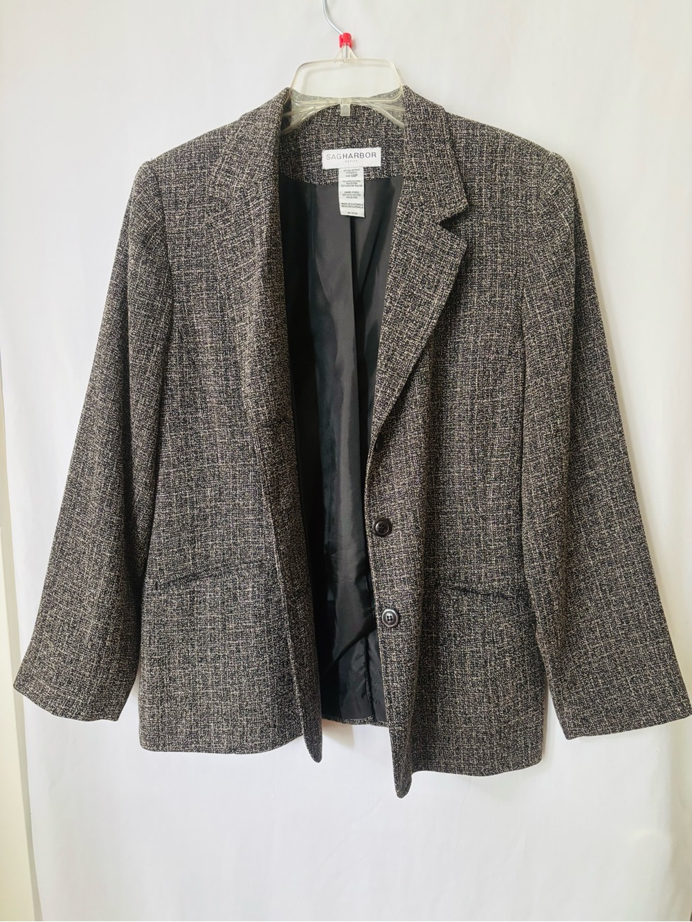 Petite Tweed Blazer Black Gray Career Jacket 14P